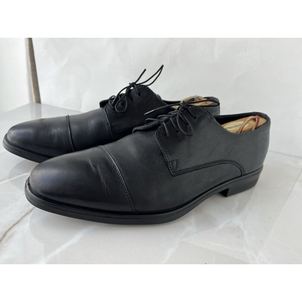 ECCO Men Sz 44 Us 10 Black Leather Lace Up Loafers Shoes Oxfords 62170401001